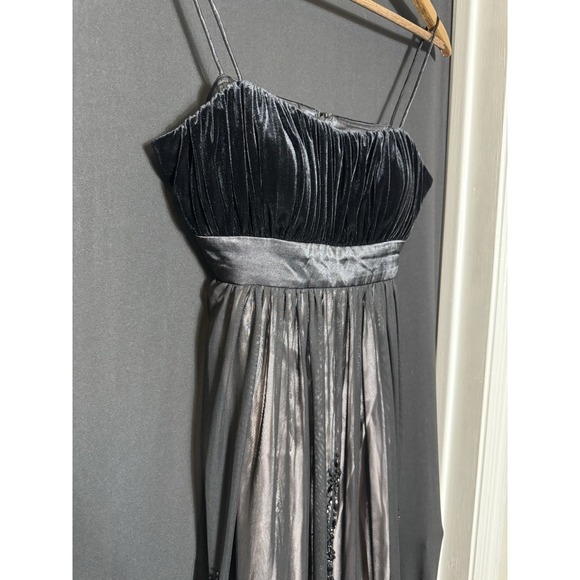 Y2K Velvet Black Sequin Sheer Lace Ruffle Babydoll Party Dress Whimsigoth Fairy - Picture 4 of 10